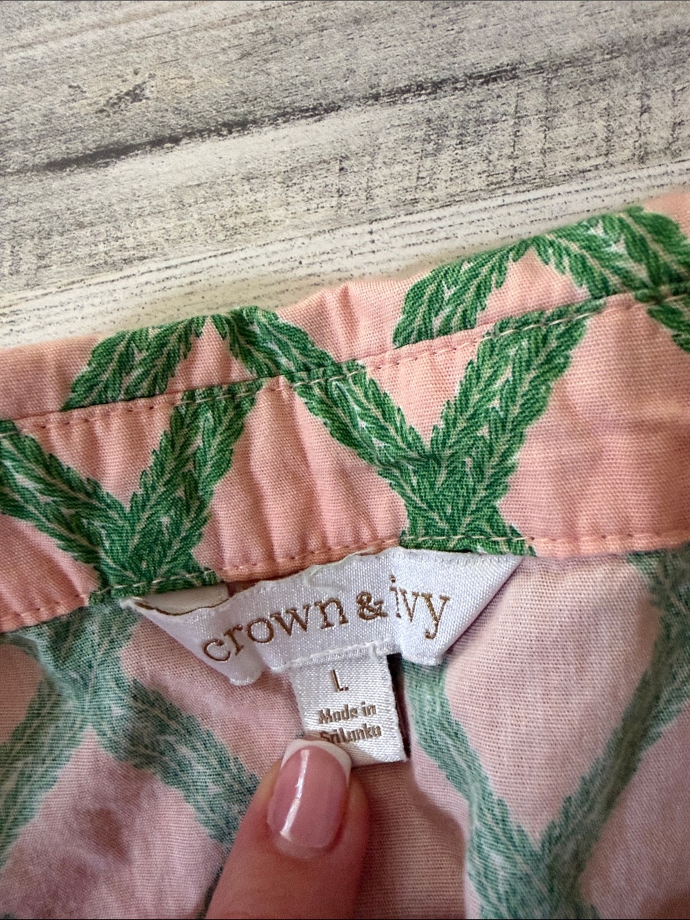 crown & ivy Pink Button-Front Top with Green Lattice - Picture 5 of 9